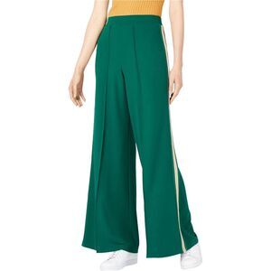 Project 28 Womens Pleated Front Wide Leg Casual Pants, Green, M, DM